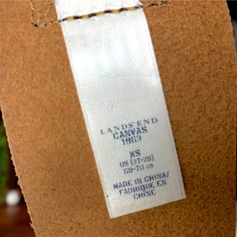 Vintage Y2K Lands' End Sz XS Leather & Canvas Wide Waist Cinch Safari Belt READ
